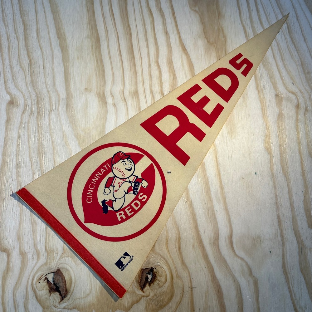 MLB Cincinnati Reds Mr Redlegs Felt Pennant Cream Red Vintage Style Decor
